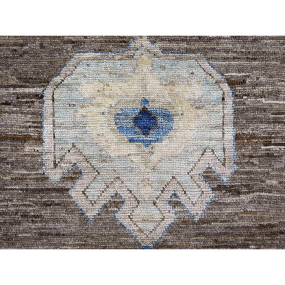 Oushak And Peshawar Wool Hand Knotted Rug Brown 11.8x15.6 -O020538