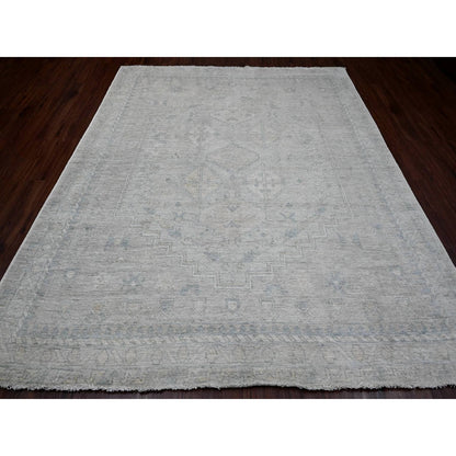 Oushak And Peshawar Wool Hand Knotted Rug Grey 8.0x9.8 -O020539