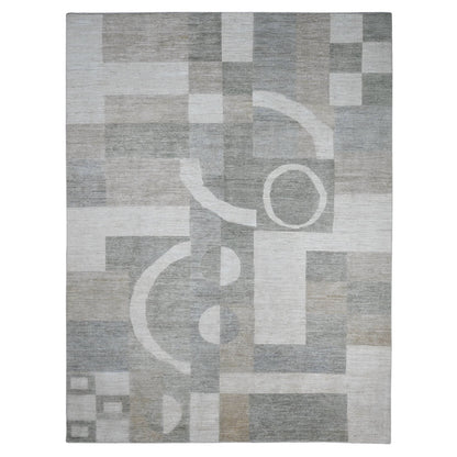 Tribal & Geometric Wool Hand Knotted Rug Grey 8.9x11.6 -O020540