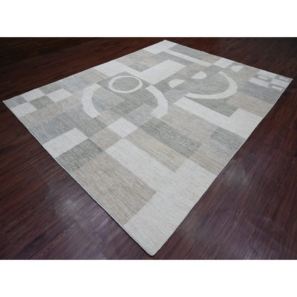 Tribal & Geometric Wool Hand Knotted Rug Grey 8.9x11.6 -O020540