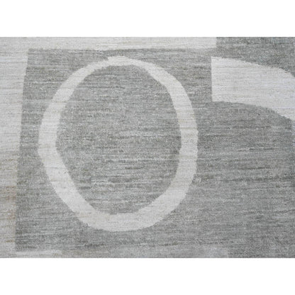 Tribal & Geometric Wool Hand Knotted Rug Grey 8.9x11.6 -O020540