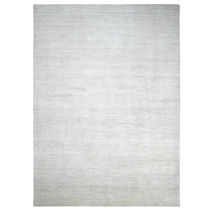 Modern and Contemporary Wool Hand Knotted Rug Ivory 9.9x13.6 -O020541