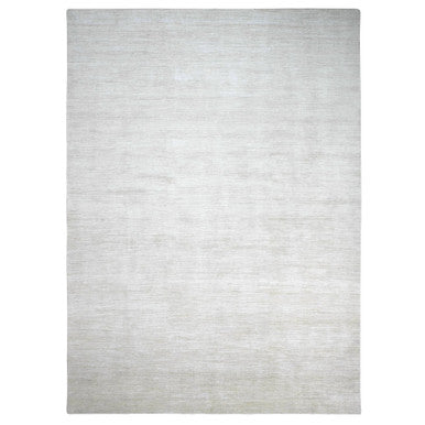 Modern and Contemporary Wool Hand Knotted Rug Ivory 9.9x13.6 -O020541