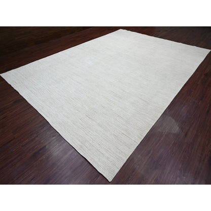 Modern and Contemporary Wool Hand Knotted Rug Ivory 9.9x13.6 -O020541