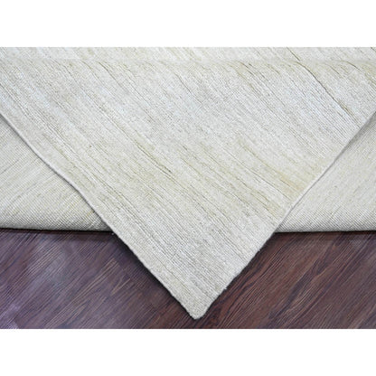 Modern and Contemporary Wool Hand Knotted Rug Ivory 9.9x13.6 -O020541