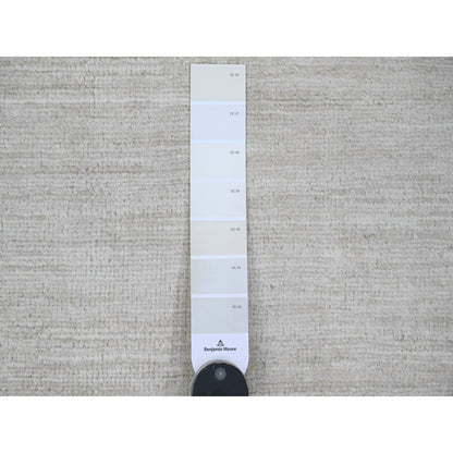 Modern and Contemporary Wool Hand Knotted Rug Ivory 9.9x13.6 -O020541