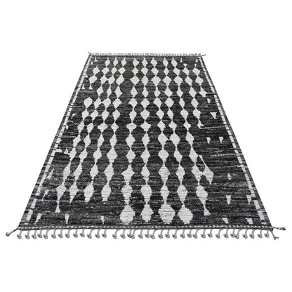Tribal & Geometric Wool Hand Knotted Rug Grey 5.6x8.0 -O020546