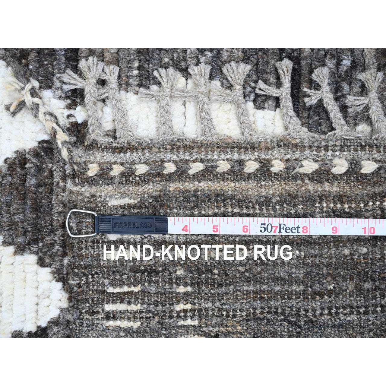 Gray 5'6" x 8'0" Tribal & Geometric Hand knotted Wool Rug - Sku: O020546