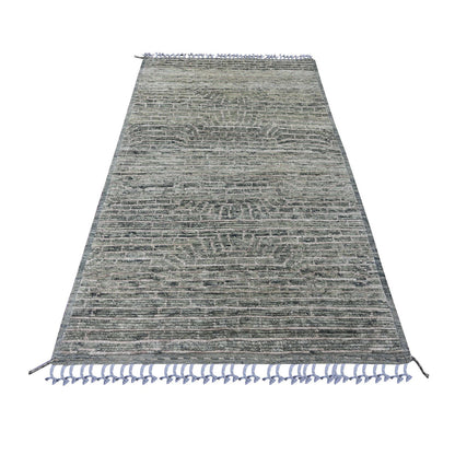 Tribal & Geometric Wool Hand Knotted Rug Green 4.5x7.8 -O020549