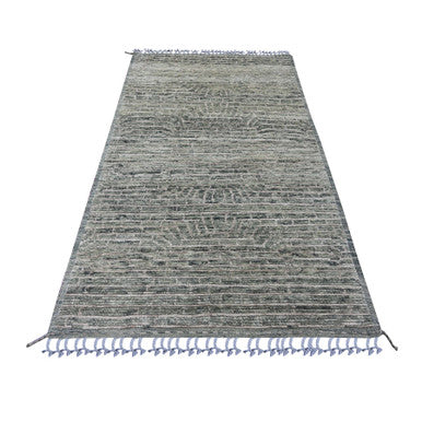 Tribal & Geometric Wool Hand Knotted Rug Green 4.5x7.8 -O020549