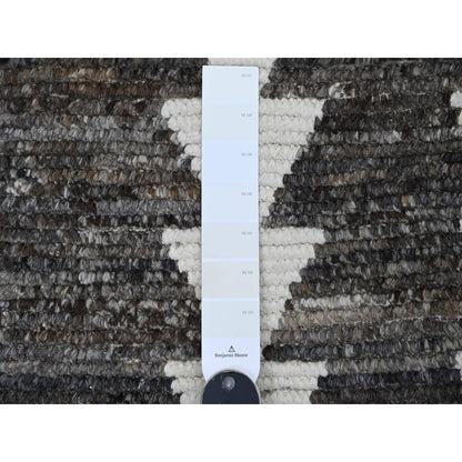 Tribal & Geometric Wool Hand Knotted Rug Brown 3.1x16.8 -O020550