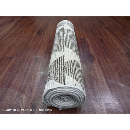 Tribal & Geometric Wool Hand Knotted Rug Brown 3.1x16.8 -O020550