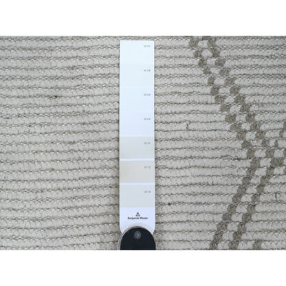 Tribal & Geometric Wool Hand Knotted Rug Ivory 2.5x14.3 -O020554