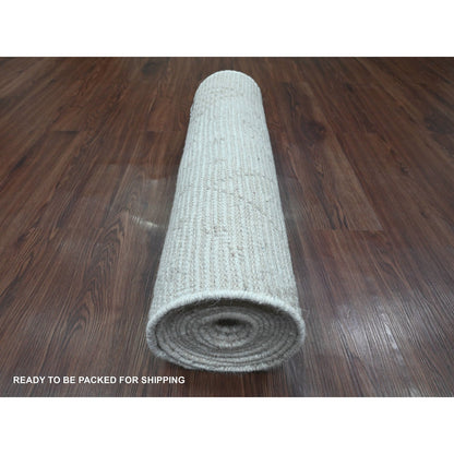Tribal & Geometric Wool Hand Knotted Rug Ivory 2.5x14.3 -O020554