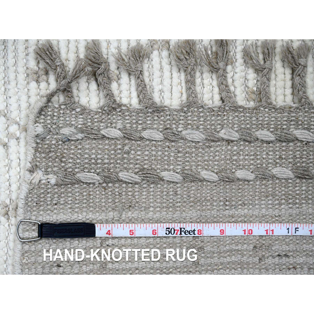Ivory 2'5" x 14'3" Tribal & Geometric Hand knotted Wool Rug - Sku: O020554