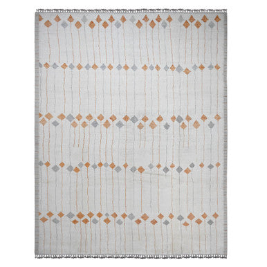 Tribal & Geometric Wool Hand Knotted Rug Ivory 12.5x15.2 -O020560