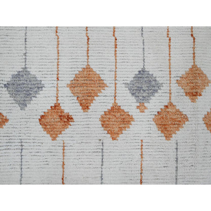 Tribal & Geometric Wool Hand Knotted Rug Ivory 12.5x15.2 -O020560