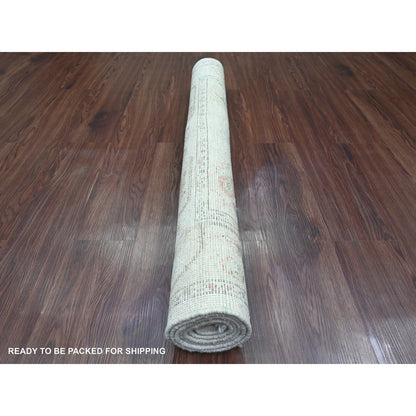Oushak And Peshawar Wool Hand Knotted Rug Ivory 3.10x5.10 -O020568