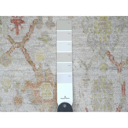 Oushak And Peshawar Wool Hand Knotted Rug Ivory 4.0x11.9 -O020571