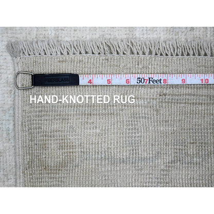 Oushak And Peshawar Wool Hand Knotted Rug Ivory 2.8x9.8 -O020577