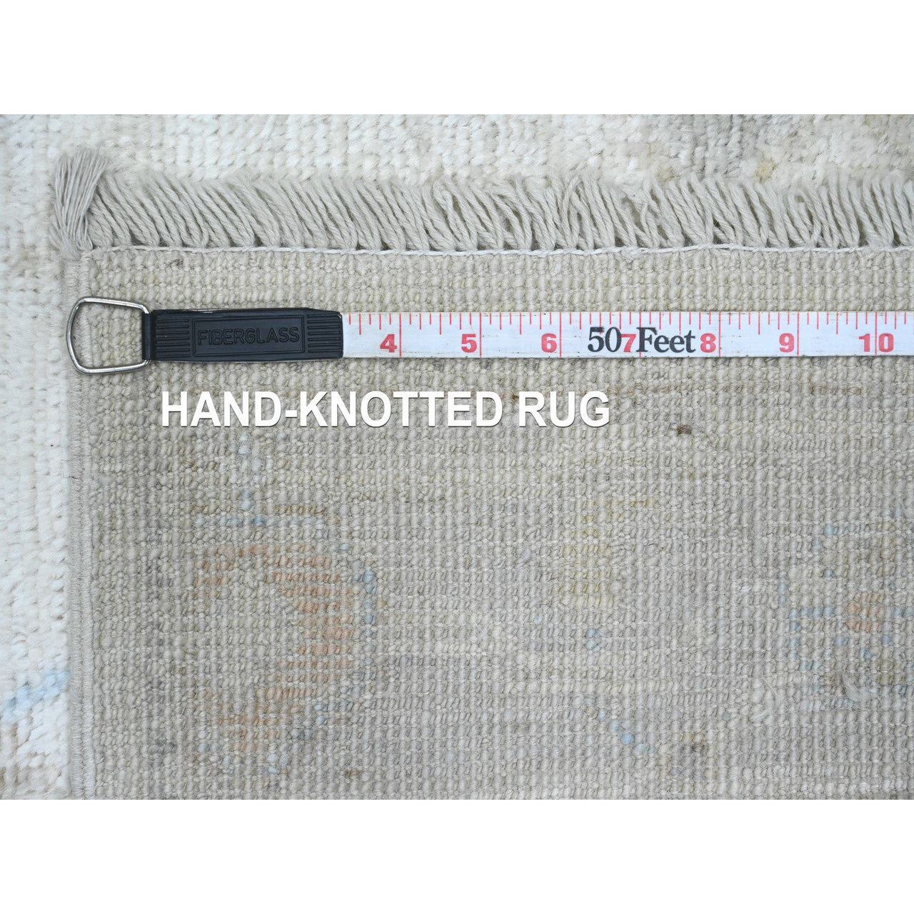 Ivory 2'8" x 12'4" Oushak And Peshawar Hand knotted Wool Rug - Sku: O020582