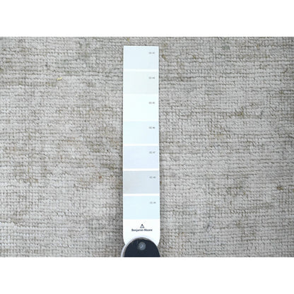 Oushak And Peshawar Wool Hand Knotted Rug Ivory 2.10x11.5 -O020584