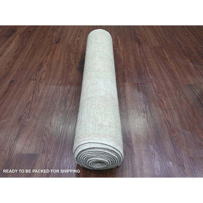 Oushak And Peshawar Wool Hand Knotted Rug Ivory 2.10x11.5 -O020584