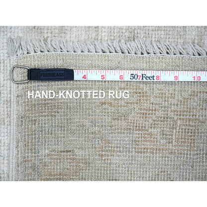 Oushak And Peshawar Wool Hand Knotted Rug Ivory 2.10x11.5 -O020584