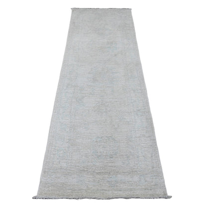 Oushak And Peshawar Wool Hand Knotted Rug Ivory 2.7x7.9 -O020588