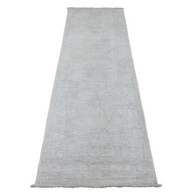 Oushak And Peshawar Wool Hand Knotted Rug Ivory 2.7x7.9 -O020588