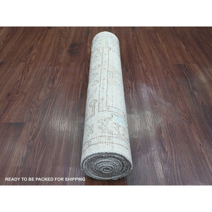 Oushak And Peshawar Wool Hand Knotted Rug Grey 2.6x9.7 -O020591