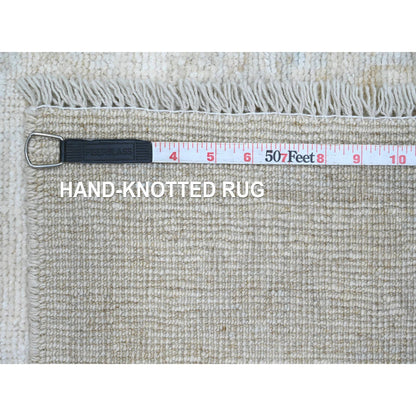 Oushak And Peshawar Wool Hand Knotted Rug Ivory 3.0x9.9 -O020592