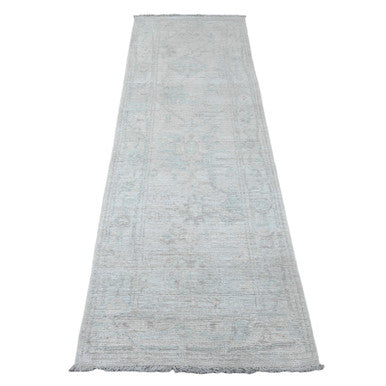 Oushak And Peshawar Wool Hand Knotted Rug Ivory 2.7x7.8 -O020593