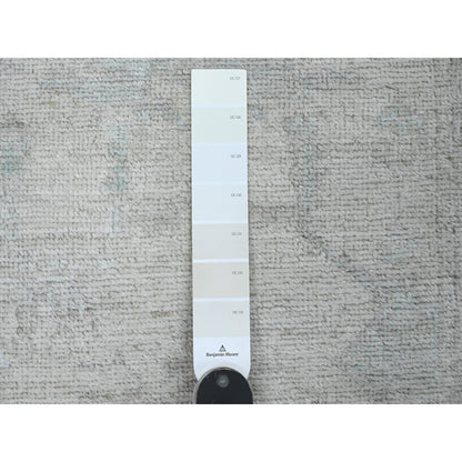 Oushak And Peshawar Wool Hand Knotted Rug Ivory 2.7x7.8 -O020593