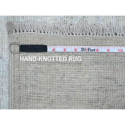 Oushak And Peshawar Wool Hand Knotted Rug Ivory 2.7x7.8 -O020593