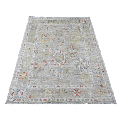 Oushak And Peshawar Wool Hand Knotted Rug Grey 4.1x5.9 -O020596