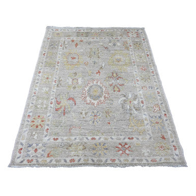 Oushak And Peshawar Wool Hand Knotted Rug Grey 4.1x5.9 -O020596