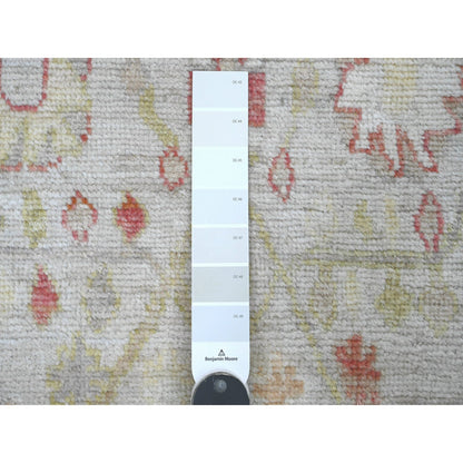 Oushak And Peshawar Wool Hand Knotted Rug Ivory 3.11x11.9 -O020600