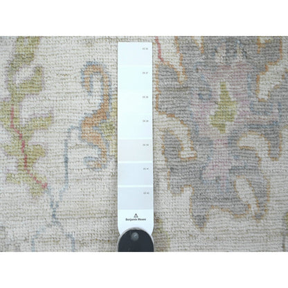 Oushak And Peshawar Wool Hand Knotted Rug Ivory 1.11x2.11 -O020601