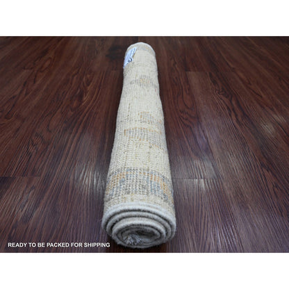 Oushak And Peshawar Wool Hand Knotted Rug Ivory 1.11x2.11 -O020601