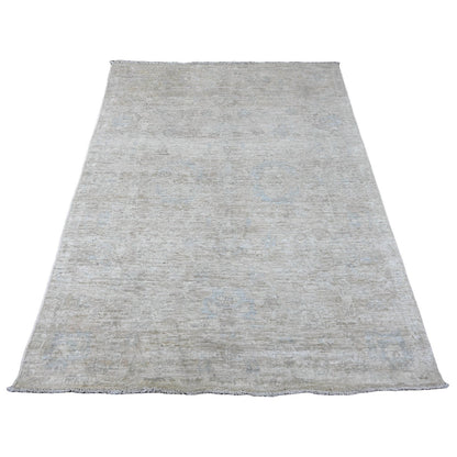 Oushak And Peshawar Wool Hand Knotted Rug Ivory 4.8x6.3 -O020606