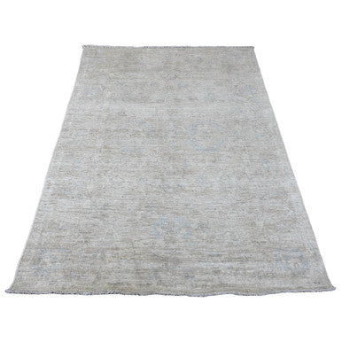 Oushak And Peshawar Wool Hand Knotted Rug Ivory 4.8x6.3 -O020606