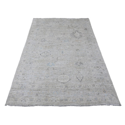 Oushak And Peshawar Wool Hand Knotted Rug Grey 4.11x6.10 -O020607