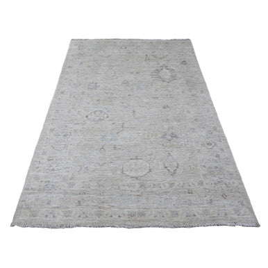 Oushak And Peshawar Wool Hand Knotted Rug Grey 4.11x6.10 -O020607