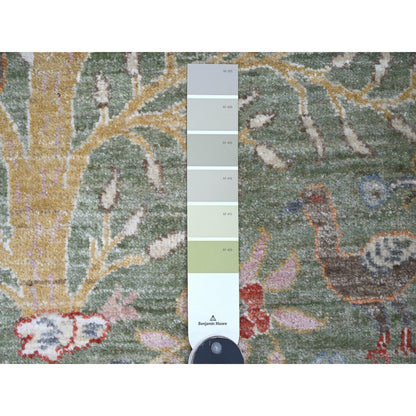 Oushak And Peshawar Wool Hand Knotted Rug Green 2.6x21.9 -O020614