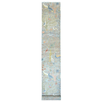 Oushak And Peshawar Wool Hand Knotted Rug Grey 2.6x20.2 -O020615