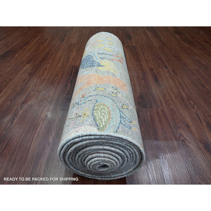 Oushak And Peshawar Wool Hand Knotted Rug Grey 2.6x20.2 -O020615