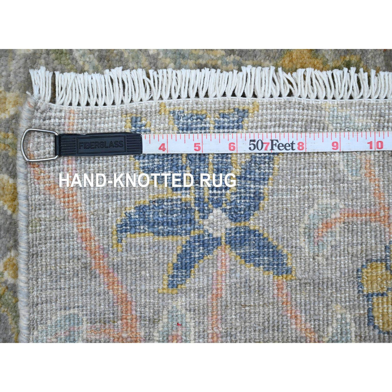 Gray 2'6" x 20'2" Oushak And Peshawar Hand knotted Wool Rug - Sku: O020615