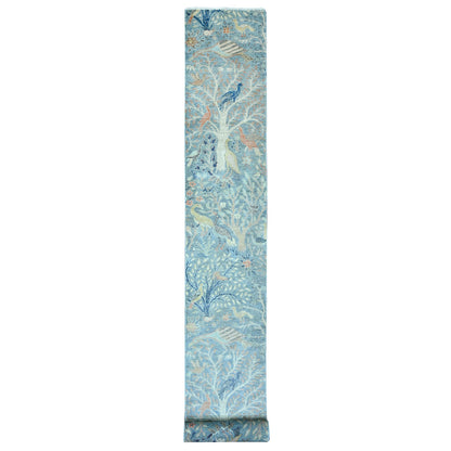 Oushak And Peshawar Wool Hand Knotted Rug Blue 2.6x25.4 -O020616