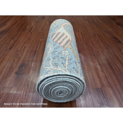 Oushak And Peshawar Wool Hand Knotted Rug Blue 2.6x25.4 -O020616